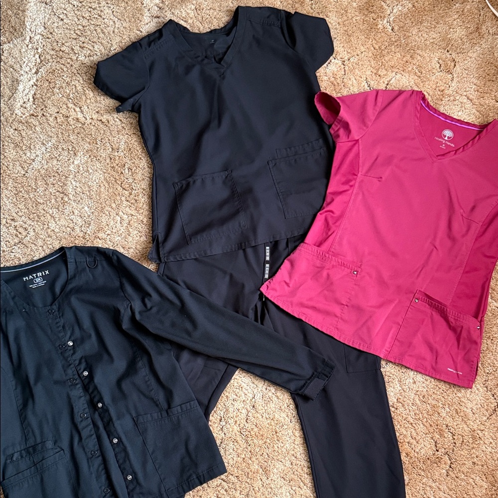 Black and Pink Scrub Set Med Couture